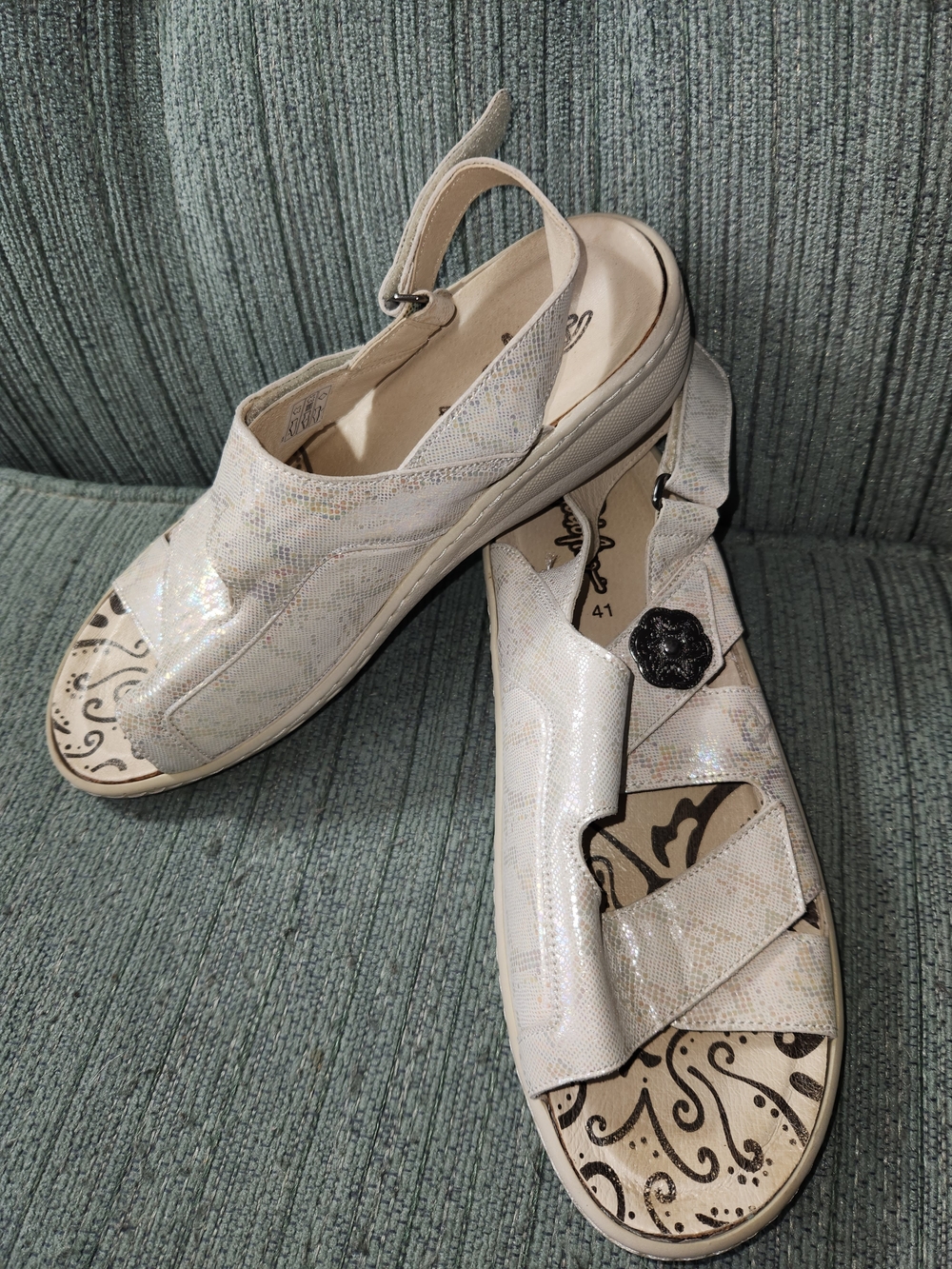🍉Portofino Shimmery White Slingback Sandals